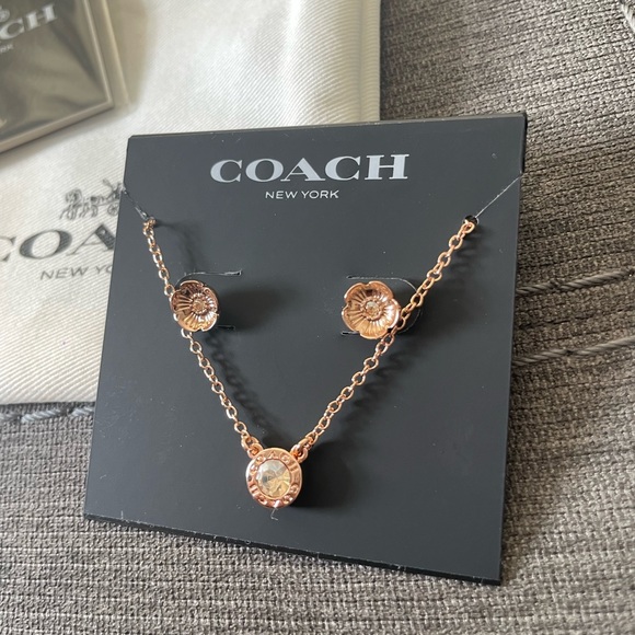 Coach rose gold necklace and earrings set - Picture 3 of 4